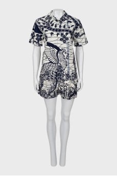 Straight cut suit with print