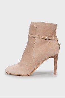 Beige suede ankle boots