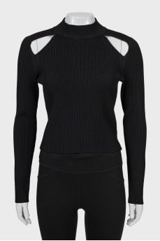 Ribbed jumper with cutouts