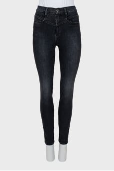 Skinny jeans with raised seams