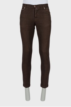 Checkered tapered trousers