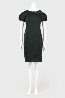 Black satin midi dress