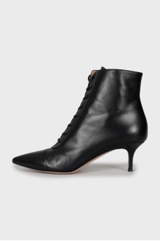 Leather kitten heel ankle boots