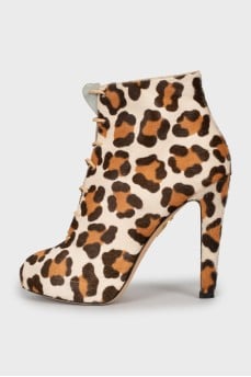 Animal print leather ankle boots