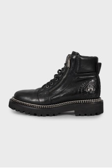 Embossed leather boots
