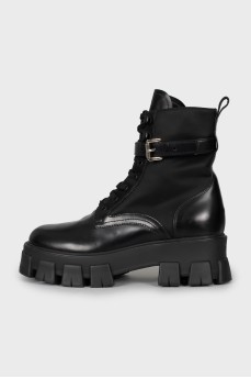 Leather and textile boots