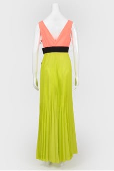 Plissy dress in neon flowers
