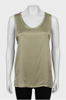 Green silk T-shirt