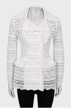 Lace jacket with buttons and tag