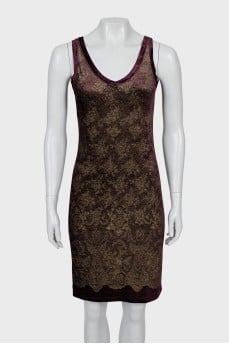Vintage Dress in Golden Print