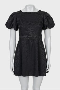Silk dress with floral print and tag
