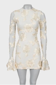 Dress decorated with ribbon embroidery