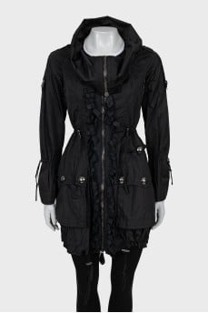 Coat with branded buttons