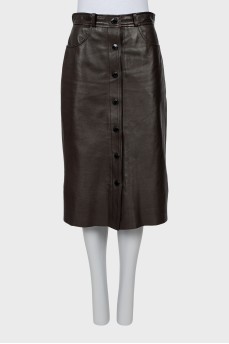 Brown leather skirt