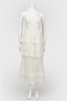 White lace dress with an open back
