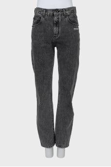 Gray jeans with inscription