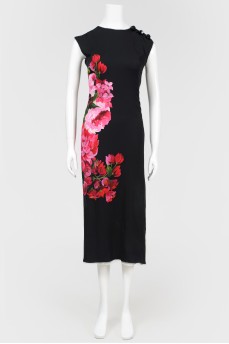 Satin dress with floral print
