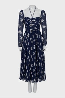 Pleated dress in floral print