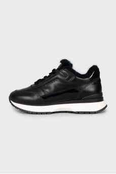 Insulated leather sneakers
