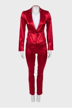 Red jacket and trouser suit