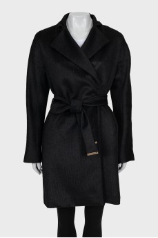 Wool coat with belt