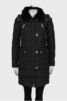 Black down jacket with massive buttons