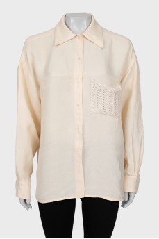 Shirt with patch knitted pocket