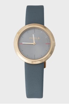 Watch on leather strap