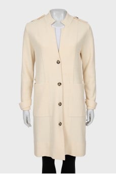 Beige cardigan with patch pockets