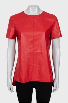 Red leather t-shirt