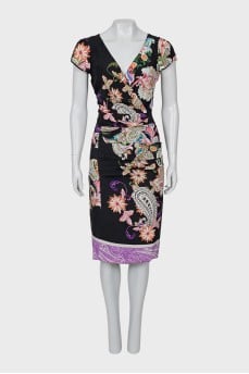 Silk dress with draping