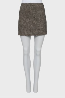 Mini skirt decorated with sequins with tag