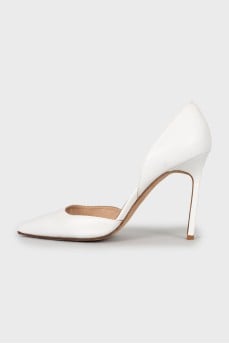 Leather pointed toe stiletto heels