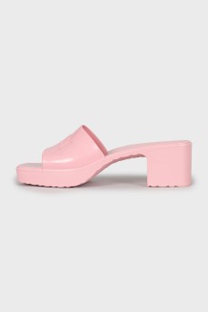 Pink mules with heels
