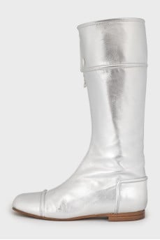 Silver leather boots