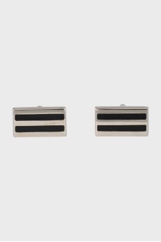Men's silver enamel cufflinks
