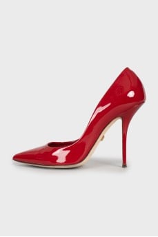 Red leather stiletto heels