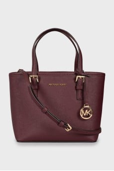 Leather bag with tag keychain