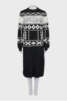Two-tone printed dress
