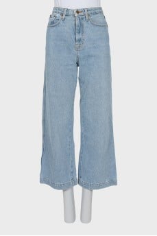 Wide leg blue jeans