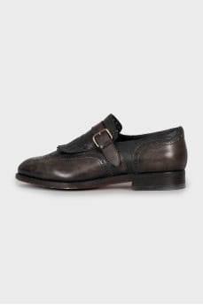 Men's leather monk shoes