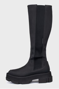 Rubber boots with textile inserts