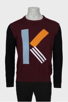 Men's wool sweater with print