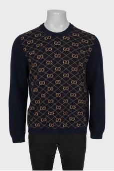 Men's wool jumper with signature monogram