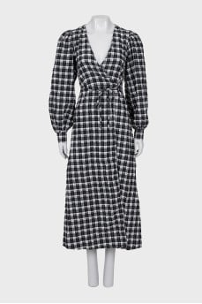 Checkered wrap dress