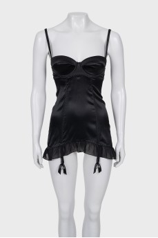 Black silk corset