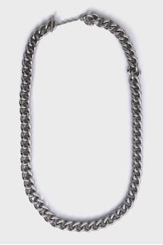 Silver chain belt with tag