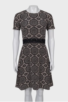 Silk dress with lace waistband