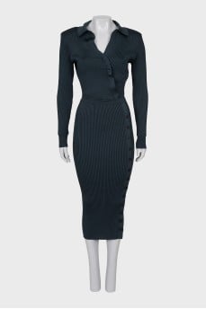 Green Ribbed Bodycon Dress