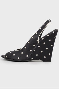 Polka dot wedge sandals